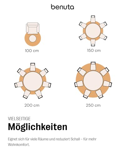 benuta Pure Wollteppich Rocco - Braun 150 cm Rund - Handgewebt - Im Style: Wolle, Uni, Boho, Hygge & Cozy, Minimalistisch - Pflegeleicht für Wohnzimmer Schlafzimmer