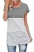 Chvity Women's Fashion Back Lace Tops Color Block Short Sleeve T-shirt Tunics (S, Gray)