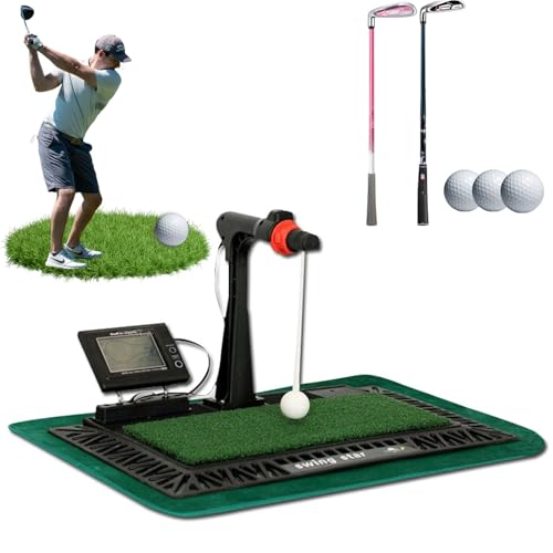 Trener huśtawki golfowej z cyfrowym ekranem, zawiera kije i piłki, symulator ćwiczeń głosowych do treningu wewnątrz i na zewnątrz, przenośny i łatwy w użyciu