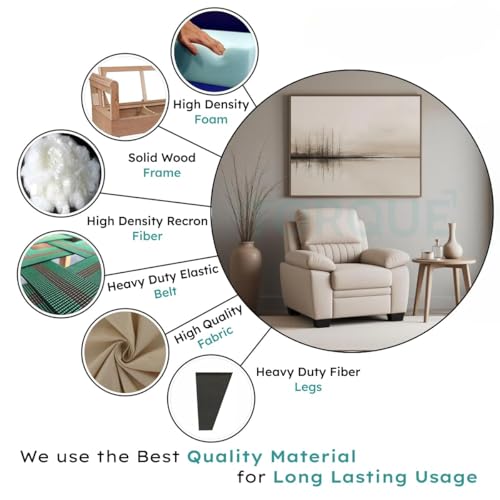 Image of Torque Jett Leatherette Sofa Set 1 Seater-Tan | Single Person Sofa Couch for Living Room Furniture | One 1 Seater Sofa for Home Office Shop Festival Gifts