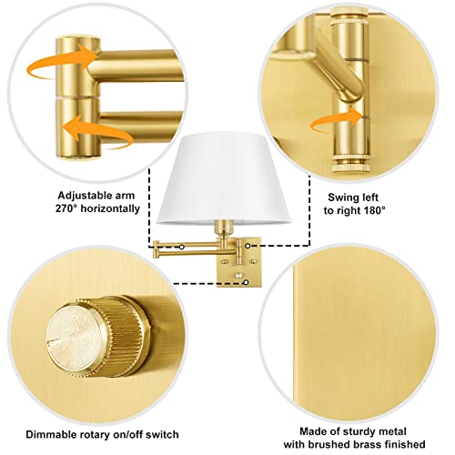 Trlife BYSCONCE-L-REGOL Remote Control Dimmable Wall Sconce, Adjustable Color Temperature 2700K-6500K Brushed Brass Swing Arm Wall Lights thumb #4