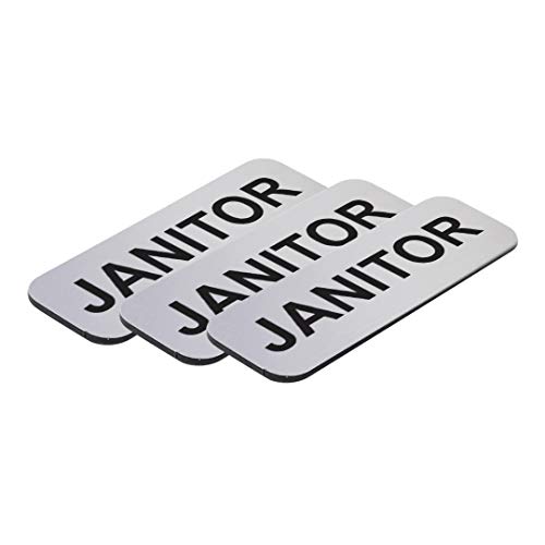 Janitor 1 x 3" Name Tag, Silver (3 Pack)