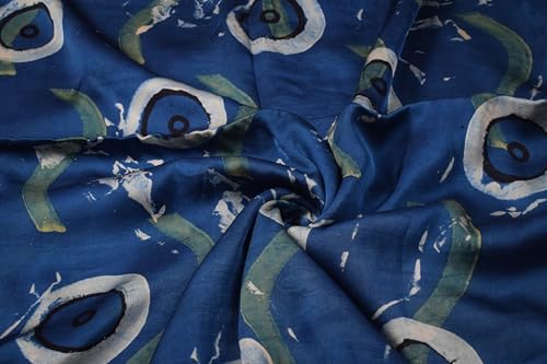 Image of Ethnics of Kutch Womens's Ajrakh Modal Silk Natural Dye Hand Block Print Unstitched Kurta Fabric