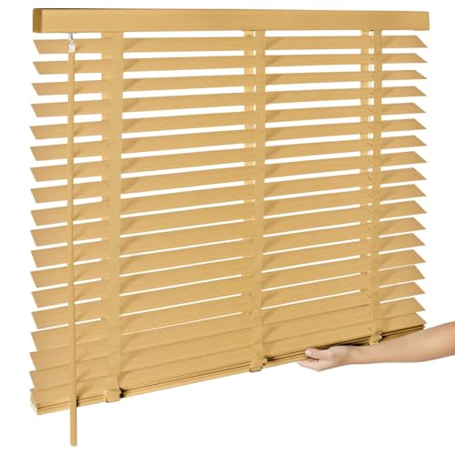 2" Cordless Wood Blinds, 35" W x 48" H – Horizontal Window Blinds, Easy Install, Privacy & Light Control for Bedroom, Living Room, Office, Kitchen