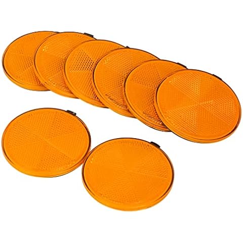 Hawkeye 8pcs Round Side Self Adhesive Reflectors,80mm Stick-on Reflectors Safety, Round Tail Reflectors, Round Reflectors Gate Posts, for RV Truck Tractor Agricultural Vehicle Trailer (Amber) Cover