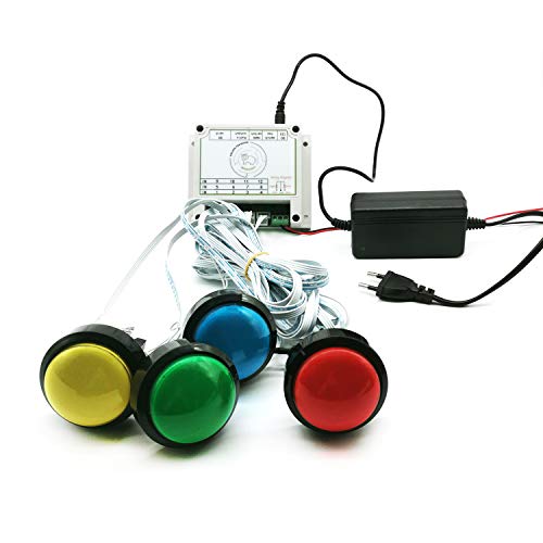 Escape Room Props 5 Different Colors Buttons Mechanism Press It In Order To Control 12V Magnet Lock For Exit Game Owner Player Adventurer (4 Button, No Video)