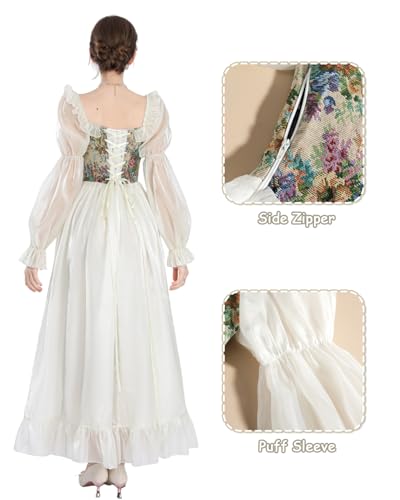 Image of NSPSTT Women Girls American Pioneer Colonial Dress Prairie Costume