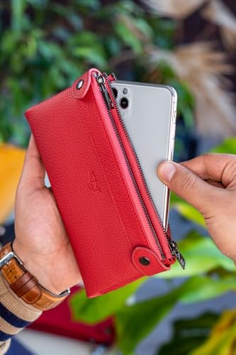 Women's Large leather red colour Wallet Women’s Wallet and Phone Holder – Stylish Clutch Purse with Credit Card Slots, Passsporrt Holder & Money Clip – Perfect Travel Wallet with Protection3