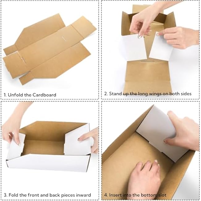 35 Pack Cardboard Storage Bins, 12 x 6 x 4.5 Corrugated Open Top Box, White Pantry Shelf Organizer Bins for Parts Snacks, Ideal for Garage Warehouse Home Packing Moving, Easy Assembly