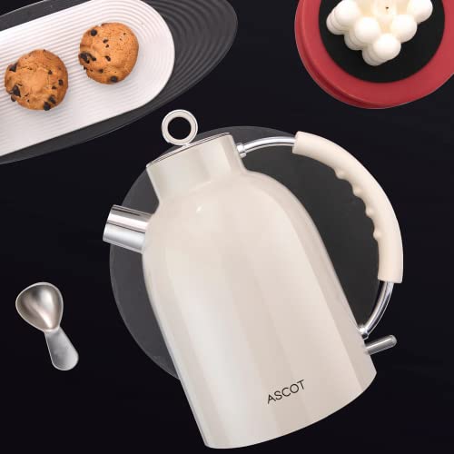 Electric Kettle, Ascot Stainless Steel Electric Tea Kettle, 1.7Qt, 1500W, Bpa-Free, Cordless, Automatic Shutoff, Fast Boiling Water Heater -Beige #TOP2