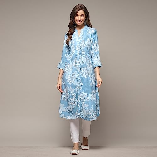 Image of BIBA Women Rayon Regular Fit Liva Straight Printed Kurta