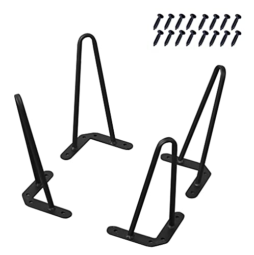 Home Soft Things Hairpin Metal Table Legs 10 Inch Legs for Furniture Coffee Bench Dining End Industrial Table Desk Set of 4 with Black Screws, 10\"