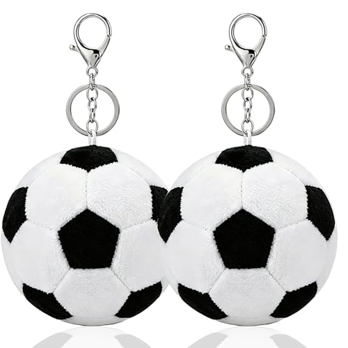 2PCS Plush Soccer Ball Keychains for Party Favors,Large Soccer Keychains
