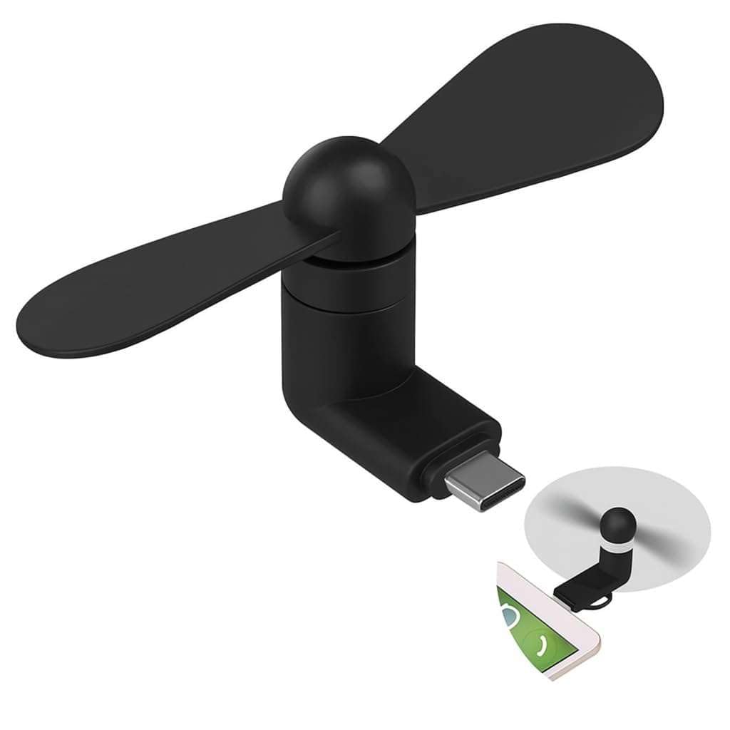 mini usb fan type‑ c | high‑speed 2‑blade portable mobile cooler | compatible with all android & type‑c smartphones | compact pocket‑size, office & outdoor (black - c10)
