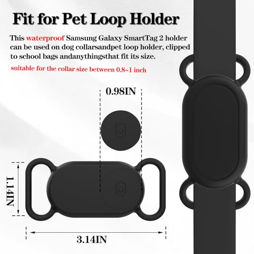 Image of Waterproof Dog Collar Holder Compatible with Samsung Galaxy SmartTag 2, Silicone GPS Tracker Hidden for Samsung Tag 2, Anti-Lost Dog Collar Case(Grey)