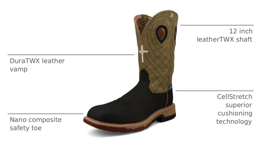 Image of Twisted X mens 12 inch Pull on Soft Toe Western Work Boot