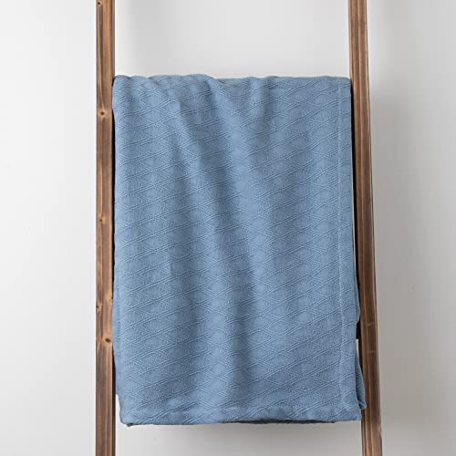 Aston & Arden Tencel Lyocell Throw Blanket - Premium Eucalyptus And Cotton All Season Heavy Weight Soft And Cool Hotel Quality, 400 Gsm Breathable For Couch, Bed, Sofa Chair, Throw, Blue #TOP5