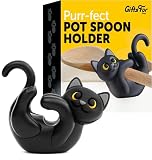 GiftsFor .Shop Cat Funny Spoon Rest Silicone Utensil Rest - Pot Spoon Holder-Food Grade Silicone Utensil Holder Kitchen Gadget - Fun, Cute & Silly Black Cat Design