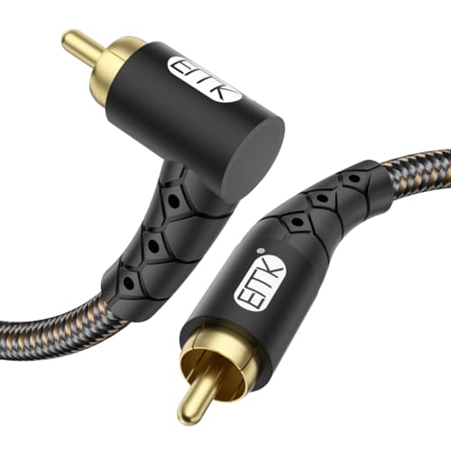 EMK 90 Degree RCA Subwoofer Cable - 10ft