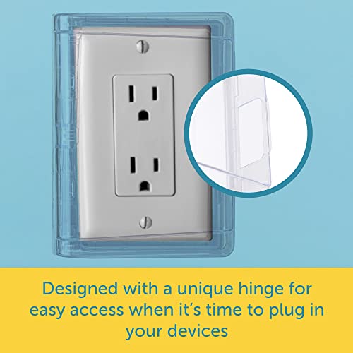 Peel 'N' Stick Clear Outlet Covers - Stays Closed During Use - Splash Proof Electrical Outlet Cover - Safety Outlet Covers - Hinged Electrical Outlet Covers For Single Stack Us Outlets - 6.3" X 5" #TOP5