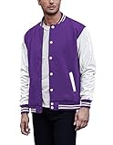 COOFANDY Mens Fashion Varsity Jacket Casual High School College Baseball Jackets Hipster Purple Medium