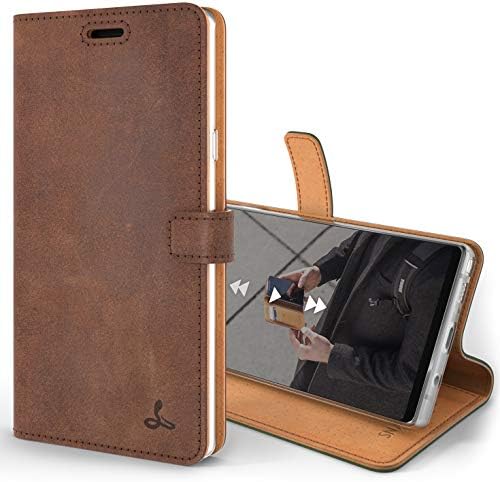 Snakehive Vintage Wallet for Samsung Galaxy Note 9 || Real Leather Wallet Phone Case || Genuine Leather with Viewing Stand & 3 Card Holder || Flip Folio Cover with Card Slot (Brown)
