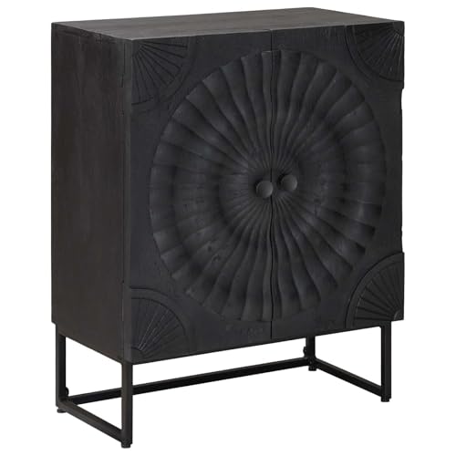 Comoda de madera maciza de mango y armario auxiliar moderno negro de 55 cm 4