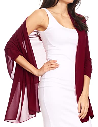 Sakkas Jona Women Soft Sheer Chiffon Bridal Wedding Evening Scarf Shawl Wrap Stole4