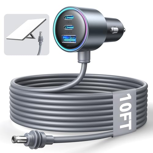Starlink Mini Car Adapter, 10FT Starlink Mini Cable Car Charger, 12V-24V Cigarette Lighter Adapter [Stable Power Chip & 18AWG Waterproof Cable] Dual PD 45W + USB A 30W Ports for Cars, Trucks, RVs