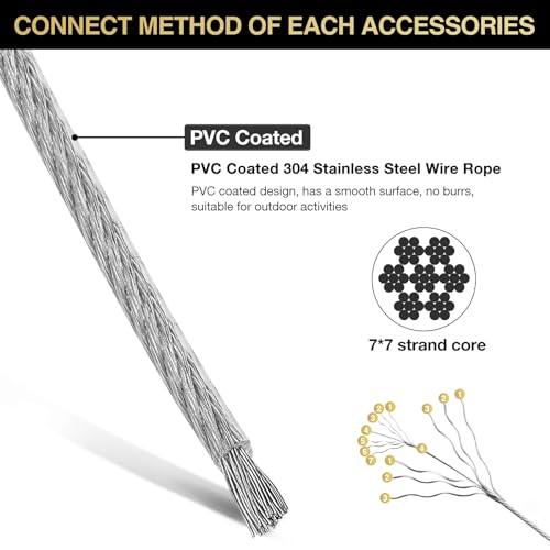 DIYLAND Drahtseil Rankhilfe Set 35M/2mm Drahtseil Edelstahl Set für Kletterpflanzen, Seilspanngarnitur für Lampenaufhängung,Gardinen seil,einschließlich Seilspanner Edelstahl Drahtseilklemme