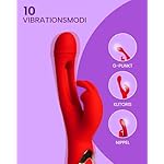 MySecretCase Leise Klitoris G Punkt Stimulator – Erotisches Rabbit Sexspielzeug und Frauen Vibrator Sextoy für Paare Sex und Solo Masturbieren, Vibration Sextoys für die Frau, Vibratoren für Sie (Rot) – Bild 3