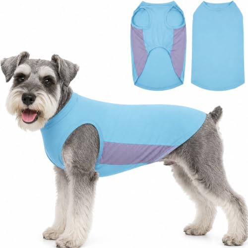 Kuoser Dog Cooling Shirt, Sun Protection Puppy T-Shirts, Quick Dry Dog Summer Clothes for Small Dogs Boy Girl Blue S