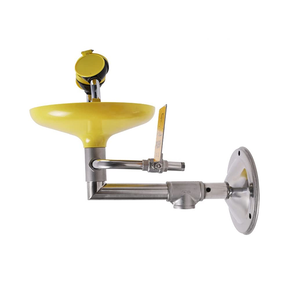 Station de Lavage oculaire Murale en Acier Inoxydable avec Double Jet, Installation Facile, Jaune.