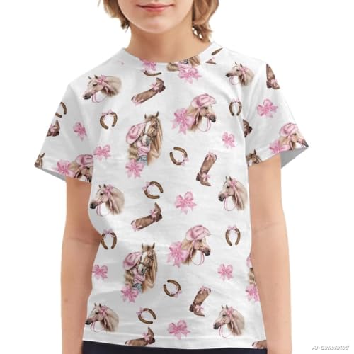 Image of Renewold Kids Novelty T-Shirt for Girls Boys Short Sleeve Crewneck Summer Tee Soft Breathable Graphic Shirt for Age 2-16
