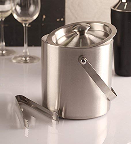 Image of HAINE Stainless Steel Barware Set of Double Wall Ice Bucket, Ice Tong and Peg Measuring Jig, 1600 ml