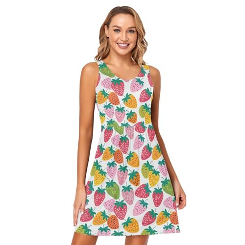 Image of ALAZA Women's Summer Dress Sun Dress Sleeveless with Pockets