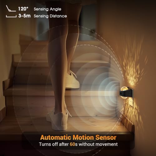 Image of JandCase Motion Sensor Night Light, Dusk to Dawn | Star Projector Night Light with 180 Rotatable Plug, 3000K and RGB Automatic Galaxy Nightlight Plug in for Bathroom Hallway