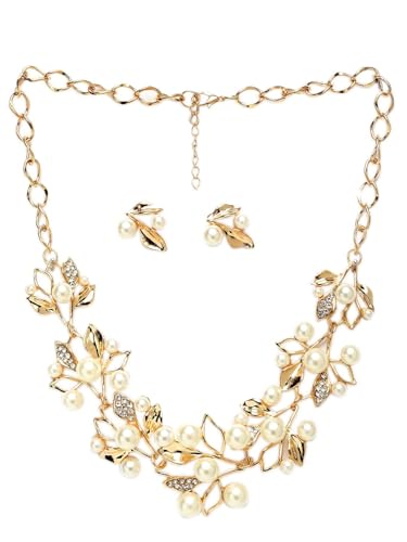 Gargantilla chapada en oro y piedras de perlas blancas para regalo de aniversario