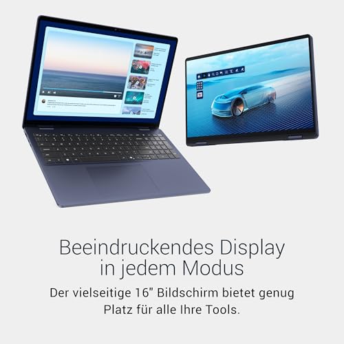 Dell 16 Plus 2-in-1 Laptop Copilot+ DB06250 – 16 2.5K (2560 x 1600) Touch, HDR600, Intel Core Ultra 7 Series 2, 16GB LPDDR5X, 1TB SSD, Windows 11 Home, FHD-Kamera, QWERTZ-Tastatur, Indigo Blau
