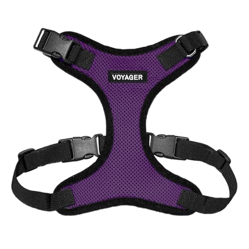 Image of Voyager Step-in Pet Harness - All Weather Mesh, Adjustable Step in Harness for Cats and Dogs by Best Pet Supplies - Purple /Black Trim, M