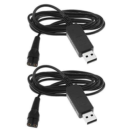 The Lord of the Tools 2PCS USB Shaver Charger Cable Compatible with Wahl Colour Pro 9649 Cordless Clippers Replacement 3.5V USB Power Cord Black 1.8m