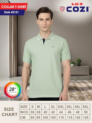 Image of Lux Cozi Men's Cotton Solid Polo Tshirt | Collar Tshirts | Half Sleeves | Stylish & Premium All Day Wear | Pack of 1