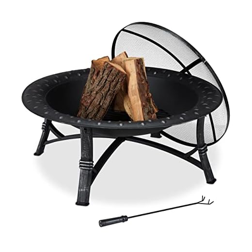 Relaxdays Braciere con Protezione per Scintille, Giardino & Terrazza