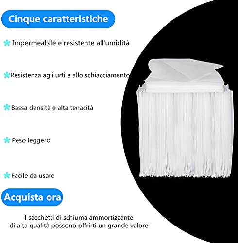 Voarge 200 Stück Schaumstoffbeutel, EPE Tasche, Stoßdämpfung, Beutel zum Schutz von Gläsern, 15 x 20 cm