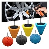 Tuxihapp 6PCS Car Drill Buffing Polishing Sponge Pads for Wheel Hub Cleaning - Car Cone Metal Polish Foam Sponge Buffing Polishing Balls for Auto Wheel Care&Detail Cleaning - Auto Buffer Polisher Kit
