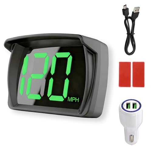 Digital GPS Speedometer Car MPH HUD Display with LED Large Font Display, USB Plug Play, GPS Heads Up Displays for Cars, Trucks, Suvs, Motorcycles Speedo Head Up Screen with Car Charge Adapter MPH