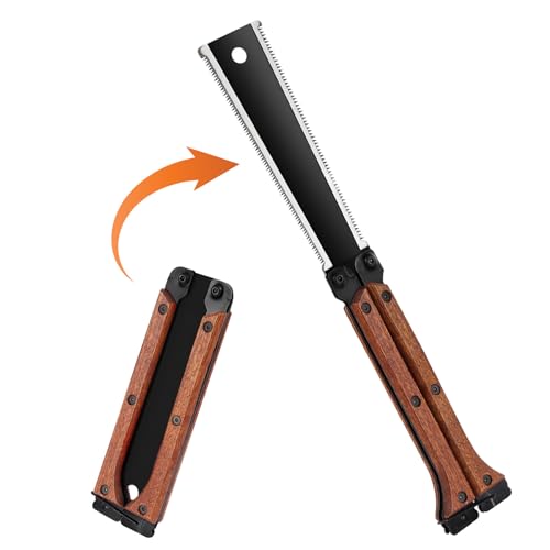 Adiwo Sierra de Podar Plegable, Sierra tracción poda doble cara de estilo japonés, con Hoja Acero SK-5 Rico en Carbono, Bloqueo Seguro, con Doble Filo 13/14 Tpi para Jardinería, Madera