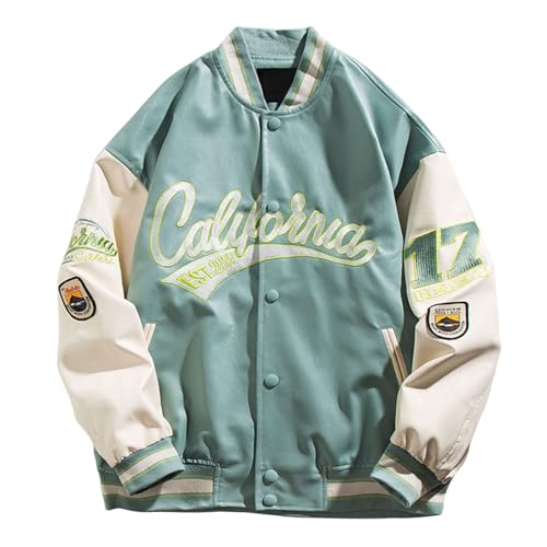 Image of Generisch Transition Jacket Men's Bomber Jacket College Baseball Jacket Unisex Patchwork Sports Jacket Fashion Racing Varsity Jacket Streetwear Sweat Jacket Outdoor Jacket, blue, M