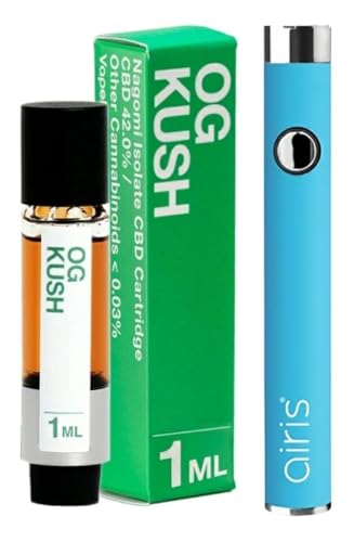 Nagomi CBD Cartridge 1ML + Airis VERTEX �u���[ �Z�b�g �X�^�[�^�[�Z�b�g OG KUSH CBD42% VapeMania �x�C�v�}�j�A CBD�J�[�g���b�W CBD���L�b�h�J�[�g���b�W �������� �j�R�`���Ȃ� �^�[��