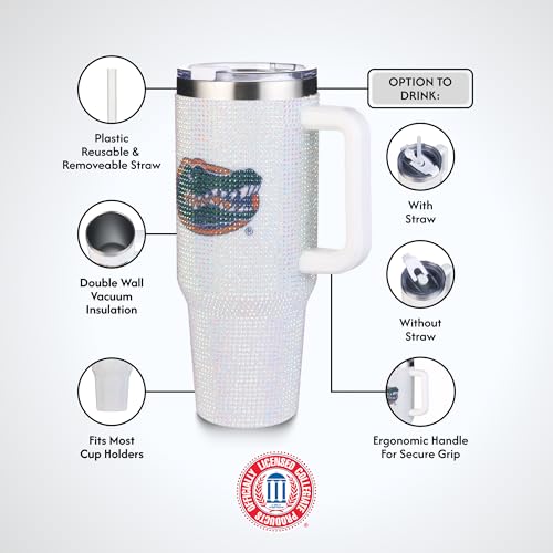 Image of The Memory Company Officially Licensed 40oz White Bling Game Day Tumbler, University of Florida